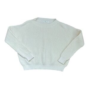 EMERSON FRY Daily Sweater in Ivory Waffle Knit Oversized Organic Cotton, Size S